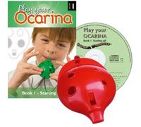 Plastic OCARINA Set, Red 6-hole Oc, with BOOK 1 and CD