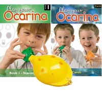 Plastic OCARINA, Yellow 4-hole, with Play your Ocarina BOOK 1 and Ocarina CAROLS
