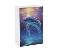 Plastic Ocean Dolphin Cigarette Case Waterproof Cigarette Holder Box for 20pcs King Size Cigarettes, Crush Resistant Cig Case Pack Accessory, Ideal Gift for Smoker Women Men