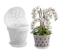 Plastic Orchid Pots, 5PCS Pots 5.5inch Transparent Flower Pots, Control Clear Meshpot Pot with Holes and Slotted for Gardening