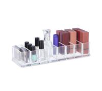 Relaxdays Plastic Organiser Box, Open, Acrylic, Makeup, Office, Storage, 8 Compartments, HxWxD: 5x25.5x9cm, Transparent, 5 x 25.5 x 9 cm