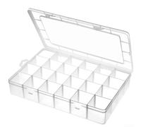 Plastic Organizer Box, 24 Grids Extra Large Storage Case with Removable Dividers for Screws Beads Nails Bolts Jewellery DIY Parts Transparent 33.6x22.4x5.7cm