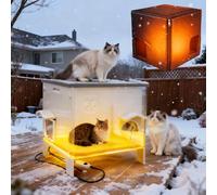 Plastic Outdoor Cat House with Insulated Liner Heating Mat Weatherproof for Feral Cat, Elevated Cat Shelter with Escape Door, Easy Assemble, Expansive Interior Grey 22.0" L x 21.0" W x 16.0" H