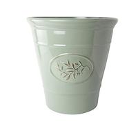 Plastic Outdoor Classic Olive Planter With Glossy Finish 23cm Frost Proof Long Lasting Flower Pot Garden Planter-Green