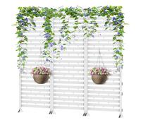 Plastic Outdoor Privacy Fence Panels - Air Conditioner Fence & Trash Can Screen, 12-Panel Modular Set (Up to 95.9" L), Pool Equipment Enclosure for Garden and Patio, Waterproof White
