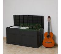 Plastic Outdoor Storage Box, 320 Litre Garden Chest, Tool Free Assembly, Black - 4Ft X 1Ft 6In