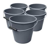 Plastic Paint Kettle Container with Metal Handle - Buckets, Tubs, Mixing Pots, Paint Kettle Storage Containers, Tubs, Empty Pots for paints and Paste - Grey 5 Litre (5)