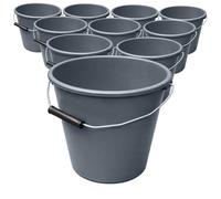 Plastic Paint Kettle Container with Metal Handle - Buckets, Tubs, Mixing Pots, Paint Kettle Storage Containers, Tubs, Empty Pots for paints and Paste - Grey 5 Litre (10)