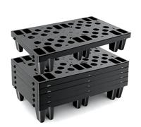 Plastic Pallets, 6pcs Black Lightweight Nestable Polyethylene Pallets, Moisture-Proof Floor Pallets, Mini Spliceable Plastic pallets for Basement Storage Kitchen Garages L 19.7" x W 11.8"x H 3.9"