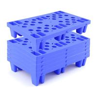 Plastic Pallets, 6pcs Blue Lightweight Nestable Polyethylene Pallets, Moisture-Proof Floor Pallets, Mini Spliceable Plastic pallets for Basement Storage Kitchen Garages L 19.7" x W 11.8"x H 3.9"