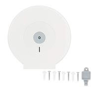 Plastic Paper Towel Holder for Bathroom - Round Toilet Tissue Container with Locking Key & Serrated Cutter | Wall Mount Humidly Protected Cover White for Home/Office Use