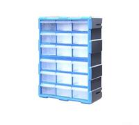 Plastic Parts Organizer with 18 or 39 Drawers, Transparent ABS Screw Nut Bolt Container for Hardware Storage, Stackable Adjustable Divider Box for Workshop Garage(Blue 18drawer)