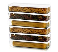 Plastic Pasta Storage, Airtight Spaghetti Jar, Hanobe Pasta Containers with Lids, Durable and Stackable Food Storage Containers, 3 Pcs Clear Canisters for Pantry Fridge Kitchen Cupboards (6pcs)