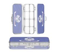 Plastic Pencil Box Clear Double Layer Transparent Hard Pens Case For Craft Art With Snap Lid United States Military Us Army Flag Blue