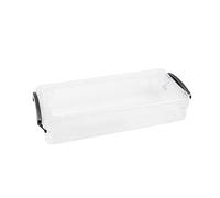 Plastic Pencil Case, Ruler Length Large Utility Storage Box, Clear Color, Multi Purpose Organizer Plastic Pencil Box, Clear Pencil Stationery Case with Hinged Lid and Snap Closure (A)