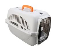 Plastic Pet Carrier Easy To Assemble Spacious Interior Excellent Ventilation Portable Dog Carrier for Outdoor Travel Vet Visits Lightweight Durable Plastic Material 48x32x32cm (Grey)