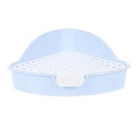 Plastic PET Toilet Rabbit Litter Box for Small Animals Corner | PP Two Layer Build, Detachable Grids and Fixed Hooks, Blue Finish for Cage Corners