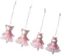 Plastic Pig Angel Hanging Ornaments 4pcs Pink Festive Decor(Pink Pig)
