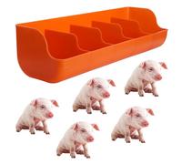 Plastic Pig Feeder Trough Livestock - 4 5 6 Bits, Hog/Pig/Duck/Chicken/Geese Feeding Trough for Animals, Yard/Pig Pens/Farms/Sheds Pen Piglet Water Trough(Orange,54.5cm/21.5in 5bit)