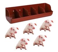 Plastic Pig Feeder Trough Livestock - 4 5 6 Bits, Hog/Pig/Duck/Chicken/Geese Feeding Trough for Animals, Yard/Pig Pens/Farms/Sheds Pen Piglet Water Trough(Brown,54.5cm/21.5in 5bit)