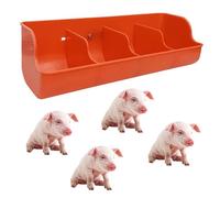 Plastic Pig Feeder Trough Livestock - 4 5 6 Bits, Hog/Pig/Duck/Chicken/Geese Feeding Trough for Animals, Yard/Pig Pens/Farms/Sheds Pen Piglet Water Trough(Orange,46.5cm/18in 4bit)