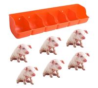 Plastic Pig Feeder Trough Livestock - 4 5 6 Bits, Hog/Pig/Duck/Chicken/Geese Feeding Trough for Animals, Yard/Pig Pens/Farms/Sheds Pen Piglet Water Trough(Orange,65cm/25.6in 6bit)