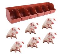 Plastic Pig Feeder Trough Livestock - 4 5 6 Bits, Hog/Pig/Duck/Chicken/Geese Feeding Trough for Animals, Yard/Pig Pens/Farms/Sheds Pen Piglet Water Trough(Brown,65cm/25.6in 6bit)