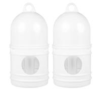 Plastic Pigeon Feeding Bowl White Bird Water Feeder 2pcs 1l for Cages | Feeding Watering Supplies for Birds, Three Hole Design, Handle, Large Opening, 2 X Birds Water Feeders