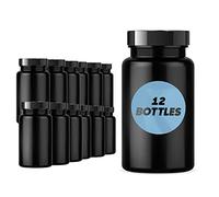 Plastic Pill Bottle (12 Pack) Dark Amber Container with Smoothed Lid, 38-400 Neck