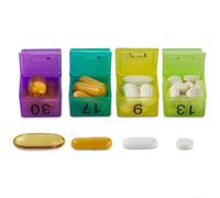 Plastic Pill Organizer with 32 Sections for 31 Days of AM PM Medication Planning Compact Shape Optimized for Storage and Transport (B)