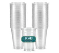 Plastic Pint Glasses 50 Pack 20oz, Disposable Cups for Parties, Festivals