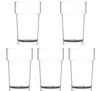Plastic Pint Glasses Rigid Reusable Recyclable Polystyrene 20oz Pack of 5