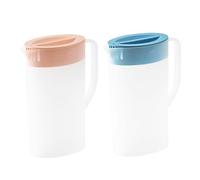 Plastic Pitcher with Lid 2PCS Heat Resistant 2 Liter Teapot with Handle Pitcher with Lid Large Capacity Reusable Water Carafe for Cold & Hot Drinks Plastic with, 2 Liter Teapot, Pitch