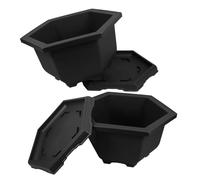 Plastic Plant Holders Hexagonal Bonsai Pots with Drainage Tray 2 Sets for Orchids and Potted Plants Ideal for Home and Garden Use