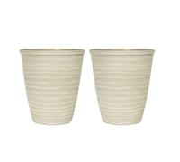 Plastic Plant Pot | Heavy Duty Planter 13L | Indoor Outdoor Flower Pot | Weatherproof Garden Container with Drainage Holes | Decorative for Garden Patio Balcony (Dune Planter Warm Grey - 28cm, 2Pack)