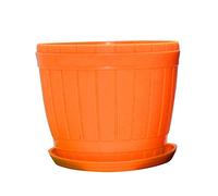 Plastic Planters Colorful Flower Plant Pots with Multiple Drainage Holes and Tray,Indoor/Outdoor Plant Pot Container for Home Office Garden Flowers and Plants Pink XL/4 ( Color : Orange , Size : X-Lar