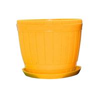 Plastic Planters Colorful Flower Plant Pots with Multiple Drainage Holes and Tray,Indoor/Outdoor Plant Pot Container for Home Office Garden Flowers and Plants Pink XL/4 ( Color : Yellow , Size : X-Lar
