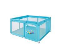 Plastic Playpen for Toddlers Breathable Mesh Walls & Sturdy HDPE Frame Compact Foldable Design (3.4kg Capacity) Indoor & Outdoor Use (Blue, 180 * 150)