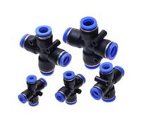 Plastic Pneumatic Fittings,Push to Connect, Air Fitting 4-Way Cross Shaped Splitter Push in Pneumatic Tube Connector Quick Fittings 5Pcs(12mm)