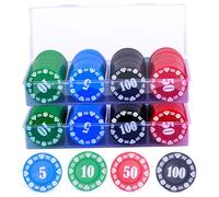 Plastic Poker Chips Poker Chip Set with Storage Box,Denomination Printed Casino Style Chip for Texas Home Game Nights,Holdem Poker Nights,Blackjack or Roulette Games,Casino Parties (200 pcs)