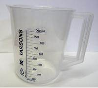 PLASTIC POLYPROPYLENE PP MEASURING BEAKER/JUG WITH HANDLE 1000ML LABORATORY KITCHEN