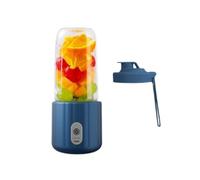 Plastic Portable Blender With Flip Lid 6 Blades Electric USB Mini Juicer Blender For Smoothies Ice Blending Juicing(Blu)