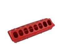 Plastic Poultry Feeder Flip Top Chicken Drinker Tray for Quail Duckling Birds Small Pet Feeding Supplies No Waste Design (Red, 30x12cm)