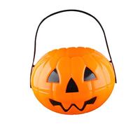 Plastic Pumpkins Halloween Pumpkin Bucket Halloween Buckets Children Trick Or Treat Candy Pail Holder Portable Pumpkin Face Candy Bucket With Handles for Trick-Treating Decoration Fun Parties