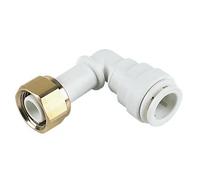 Plastic Push-FIT Angled TAP Connector 15MM X 1/2", Suitable for Drinking Water, Suitable for Water Systems, Suitable for Hard & Soft Water Areas, 1 in Pack