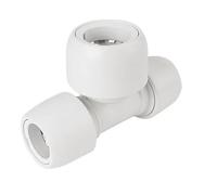 Plastic Push-FIT REDUCING TEE 22MM X 22MM X 28MM, Suitable for Drinking Water, Suitable for Water Systems, Suitable for Hard & Soft Water Areas, 1 in Pack