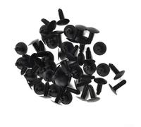 Plastic Push-Type Bumper Retainer Clip for Car, 50 Pcs, Black, 17mm Total Length, Compatible with NYLON CHRISTMAS TREE Carpet Floor Mat Clips and Under Engine Splash Guard Fasteners