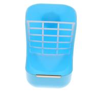 Plastic Rabbit Food Manger Flat Design for Guinea Pig and Small Animals, Blue Grass Holder Preventing Food Waste, Convenient to Use in Cage Feeding