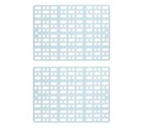 Plastic Rabbit Foot Mat 2 Pcs with 4 Fixed Tabs Blue Gridding Design