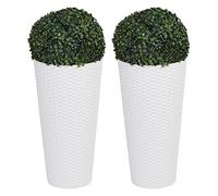 Plastic Rattan Flower Pots with Artificial Boxwood Balls